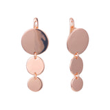 Triple discs rose petal drop Rose Gold, White Gold earrings