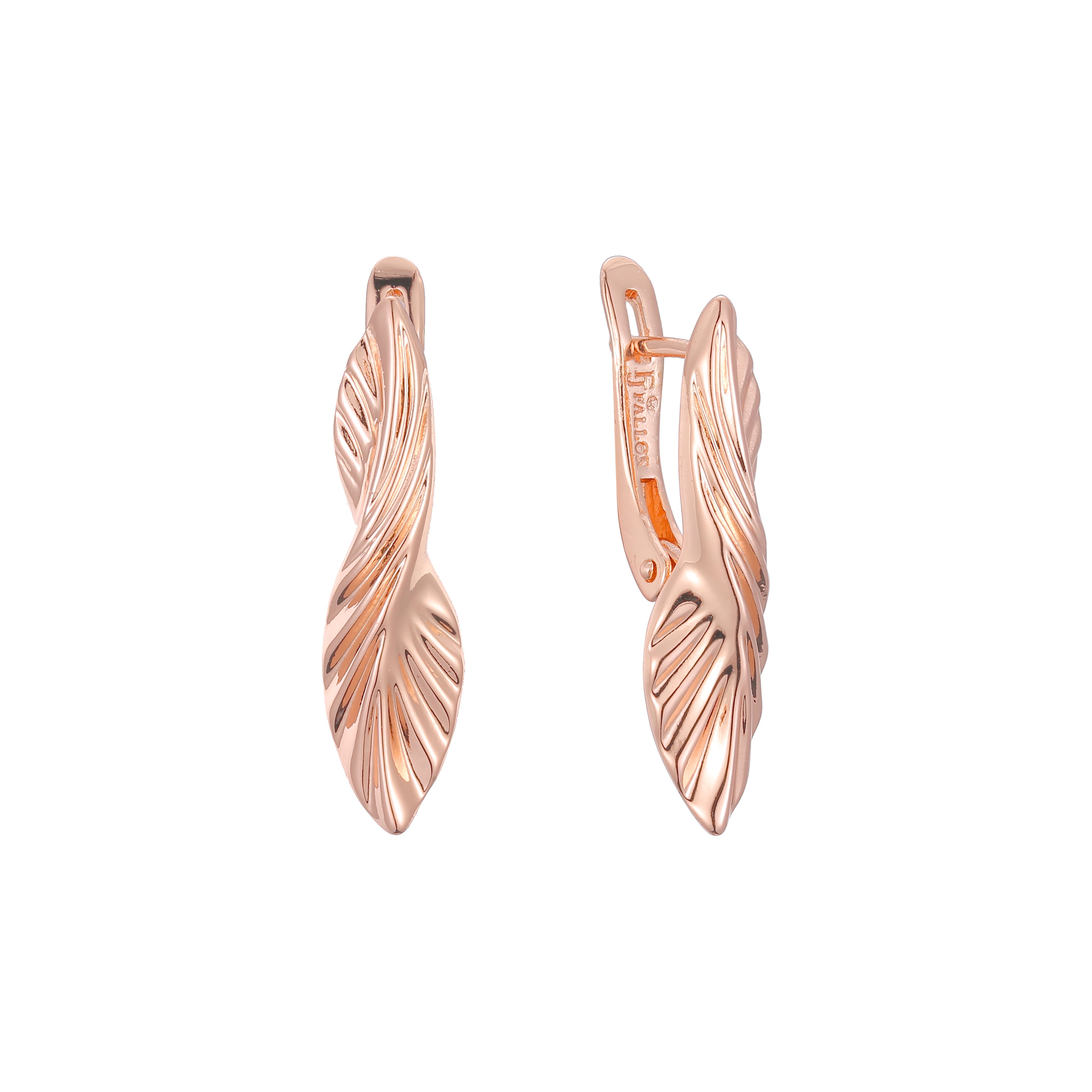 Brincos de folhas elegantes em ouro 14K, cores banhadas a ouro rosa