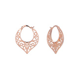 Filigree rose gold hoop earrings