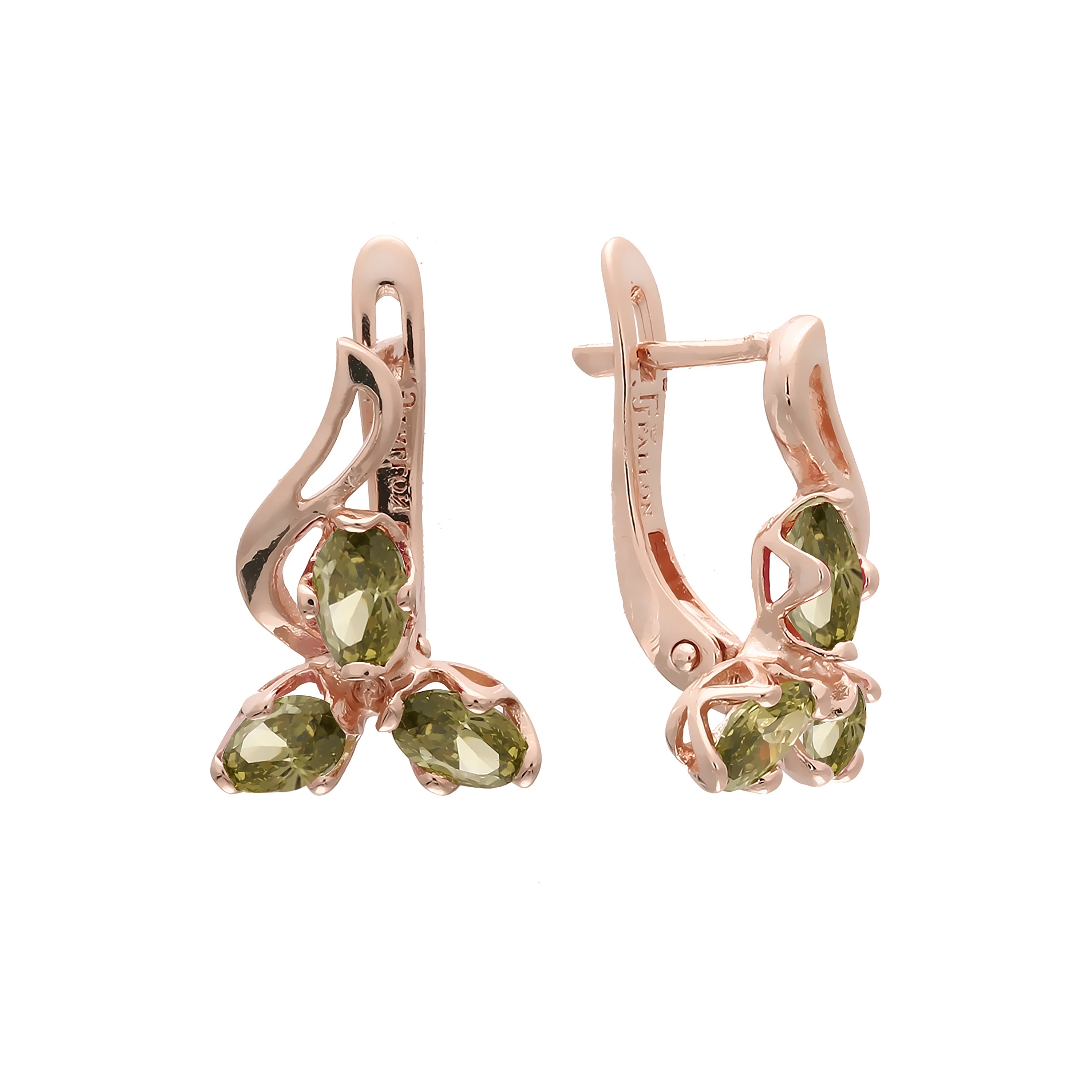 Cluster mixed colors earrings in 14K Gold, Rose Gold plating colors