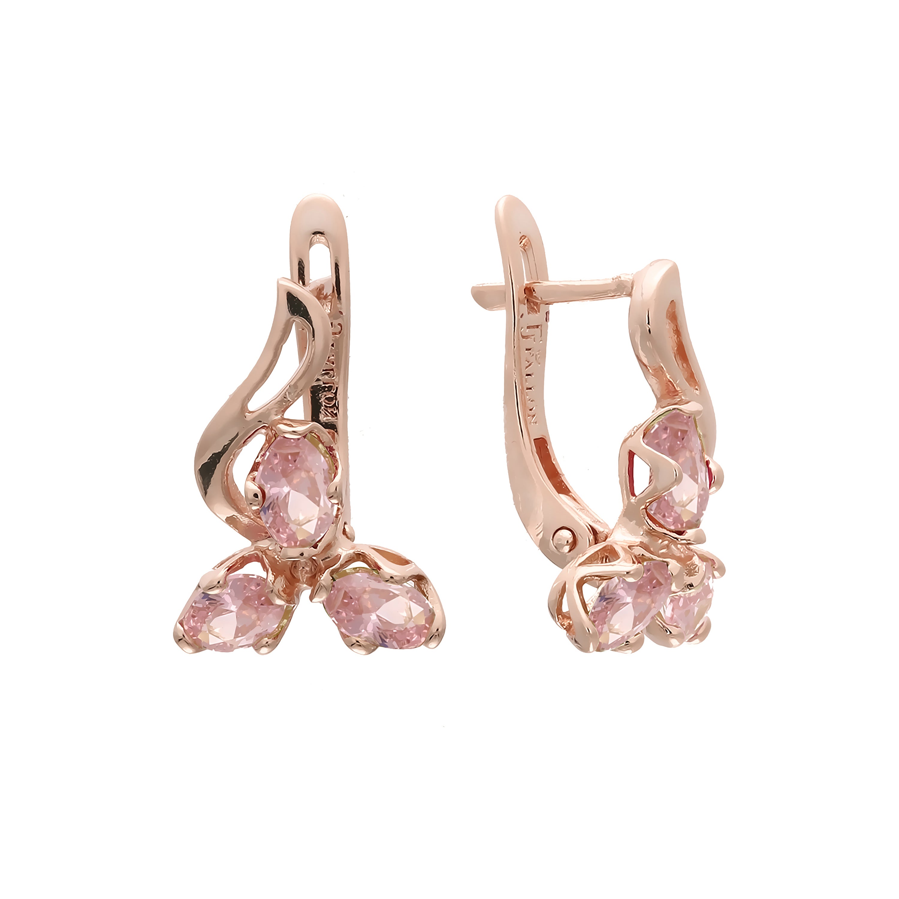 Cluster mixed colors earrings in 14K Gold, Rose Gold plating colors