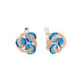 Rose Gold triple rounded colorful CZ earrings