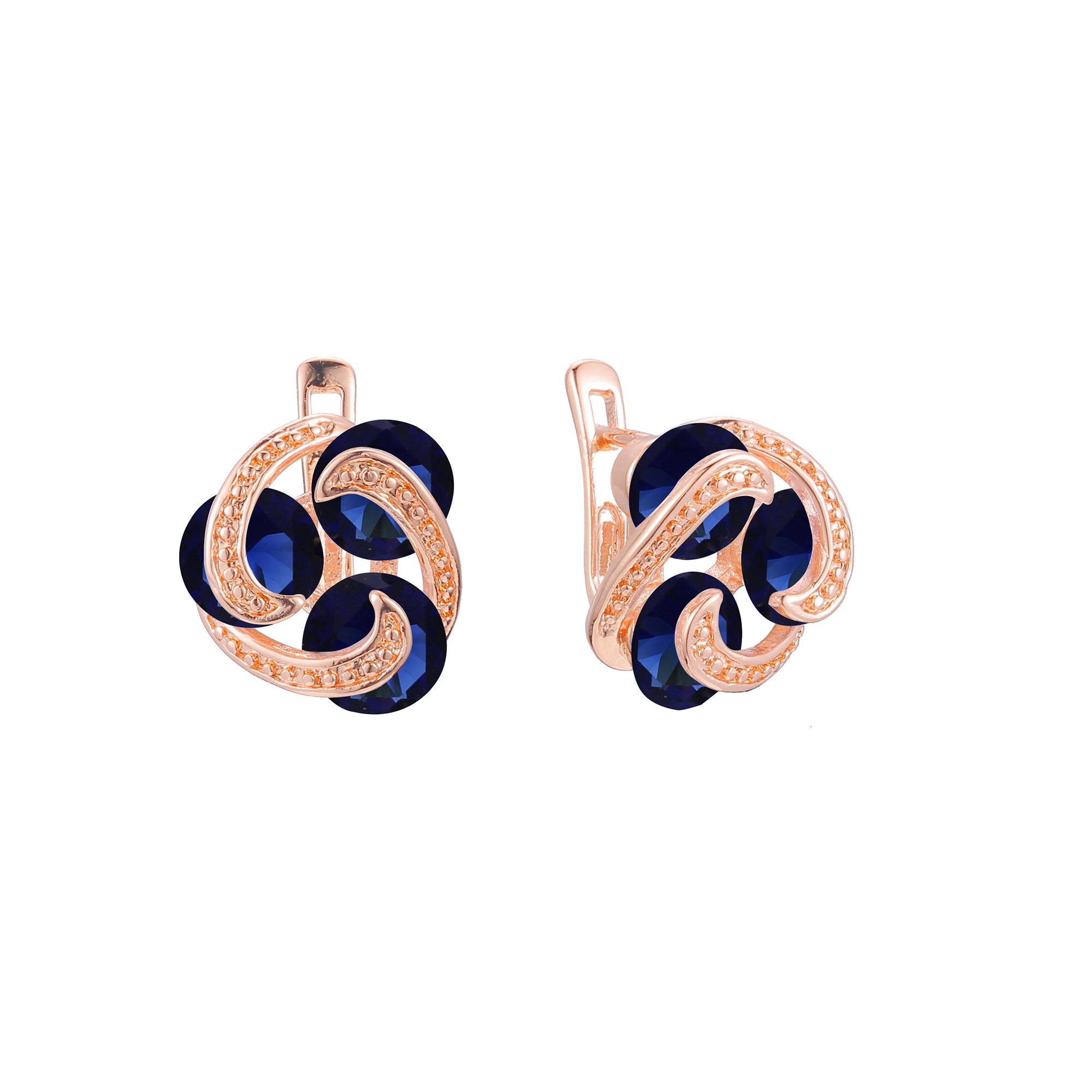 Rose Gold triple rounded colorful CZ earrings