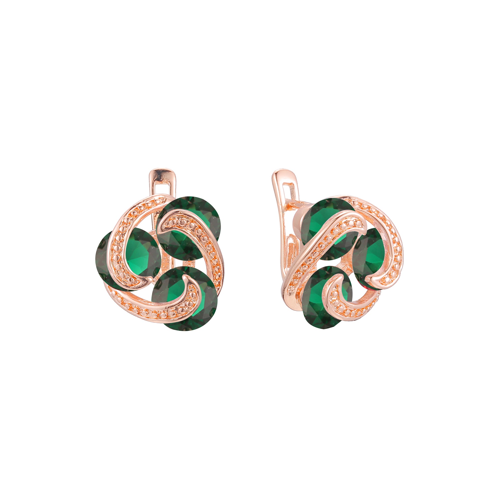 Aretes de circonita c¨²bica de colores triples redondeados en oro rosa