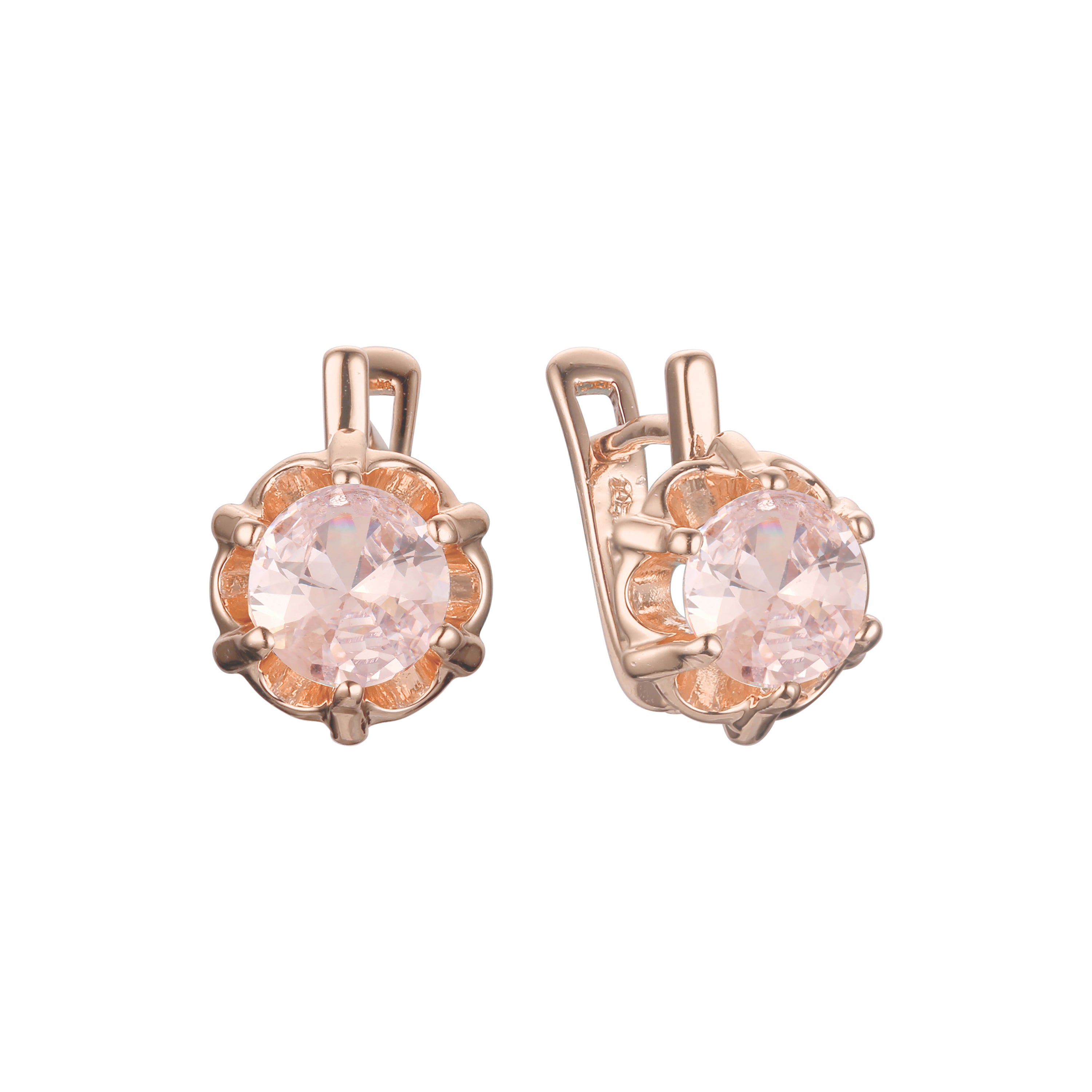 Solitaire earrings in 14K Gold, Rose Gold plating colors