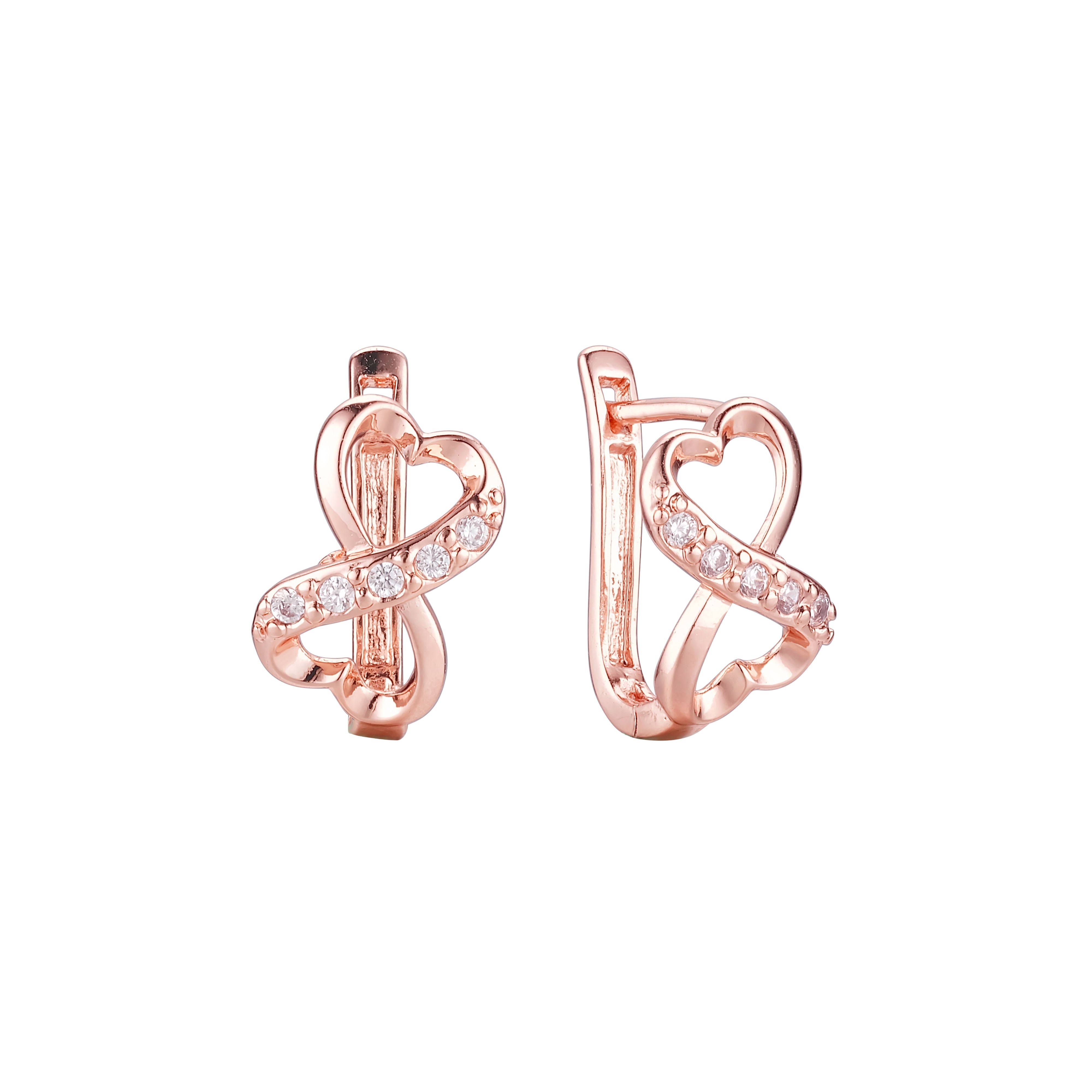 Pendientes Infinity cluste en Oro de 14K, baño de Oro Rosa colores