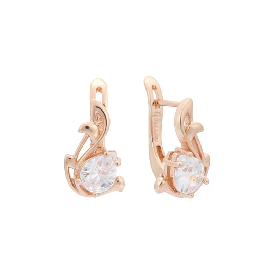 Agile Birdy Solitaire teardrop Rose Gold, two tone earrings