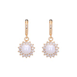 Rose Gold halo pearl earrings