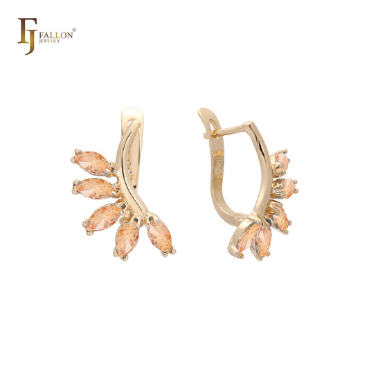 Five Marquise stones cluster Rose Gold earrings