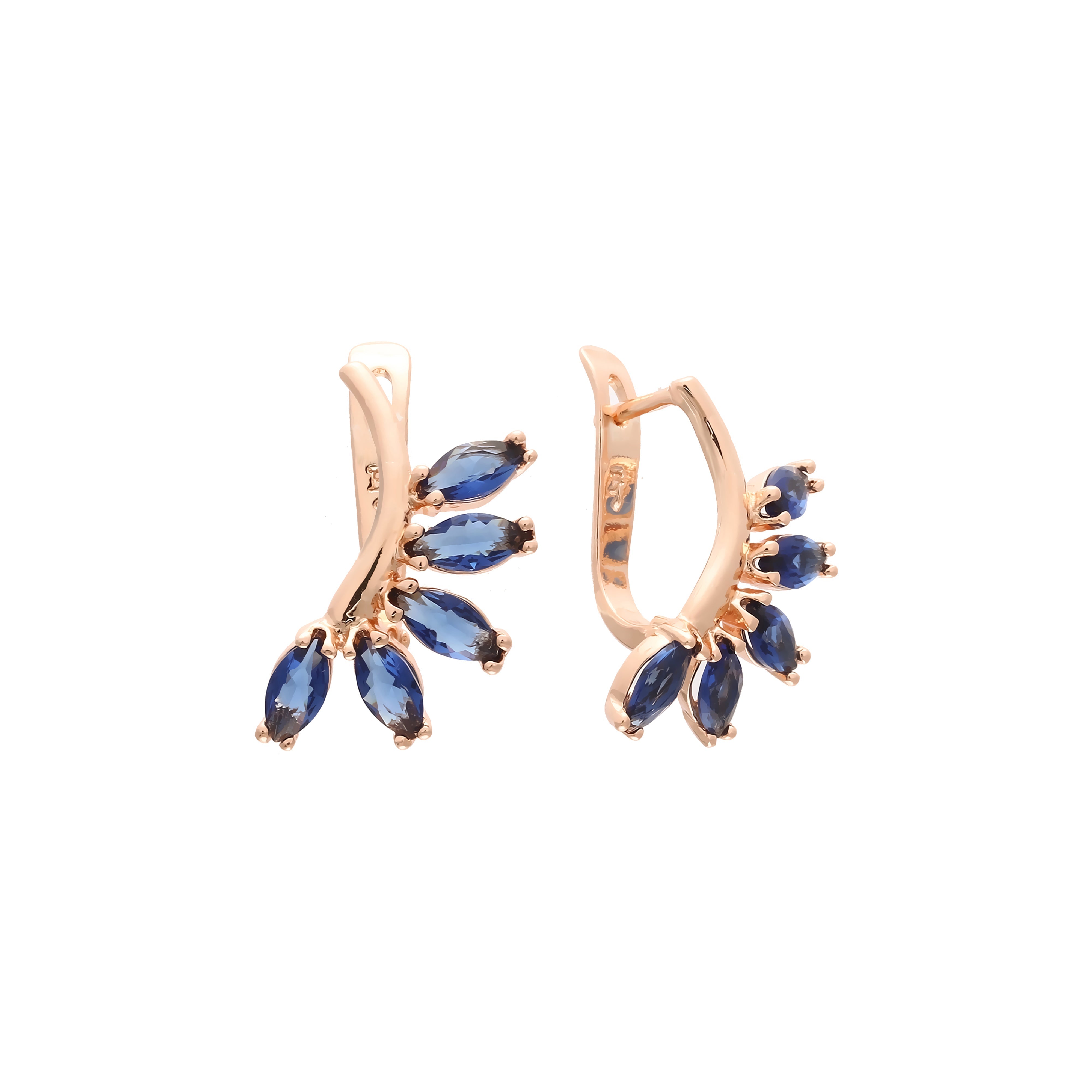 Five Marquise stones cluster Rose Gold earrings