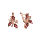 Leaves in branches cluster czs 14K Gold, Rose Gold Earrings