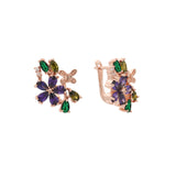 Flora Flowers cluster CZs 14K Gold, Rose Gold earrings