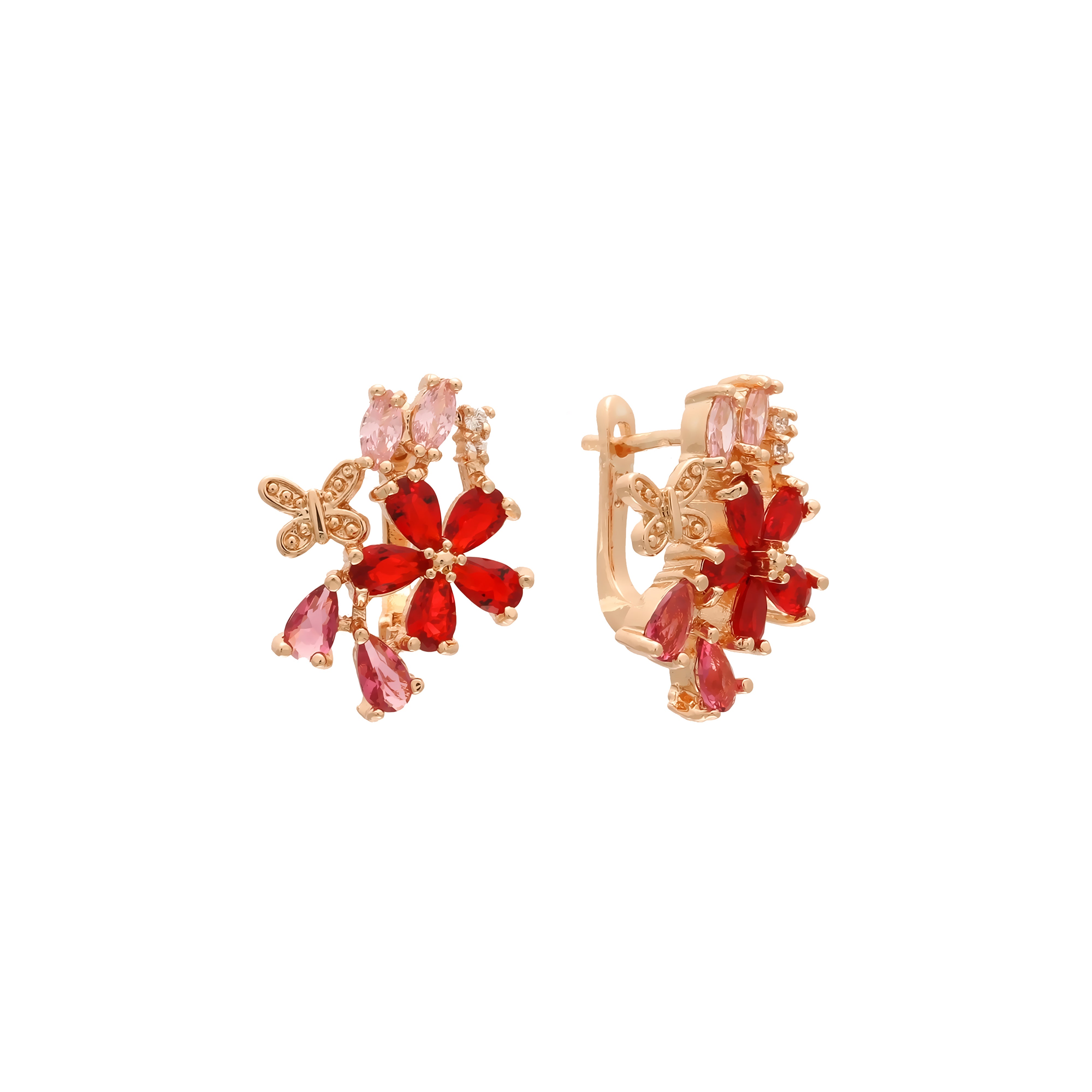 Flora Flowers cluster CZs 14K Gold, Rose Gold earrings