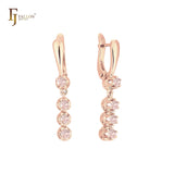 Four white CZs drop 14K Gold, 18K Gold, Rose Gold, White Gold Earrings