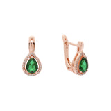 Big Halo teardrop cz 14K Gold, Rose Gold earrings