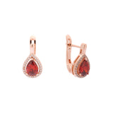 Big Halo teardrop cz 14K Gold, Rose Gold earrings