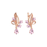 Luxurious cluster flower shape earrings in 14K Gold, Rose Gold, two tone plating colors