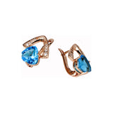 Solitaire big stone earrings in Rose Gold, two tone plating colors