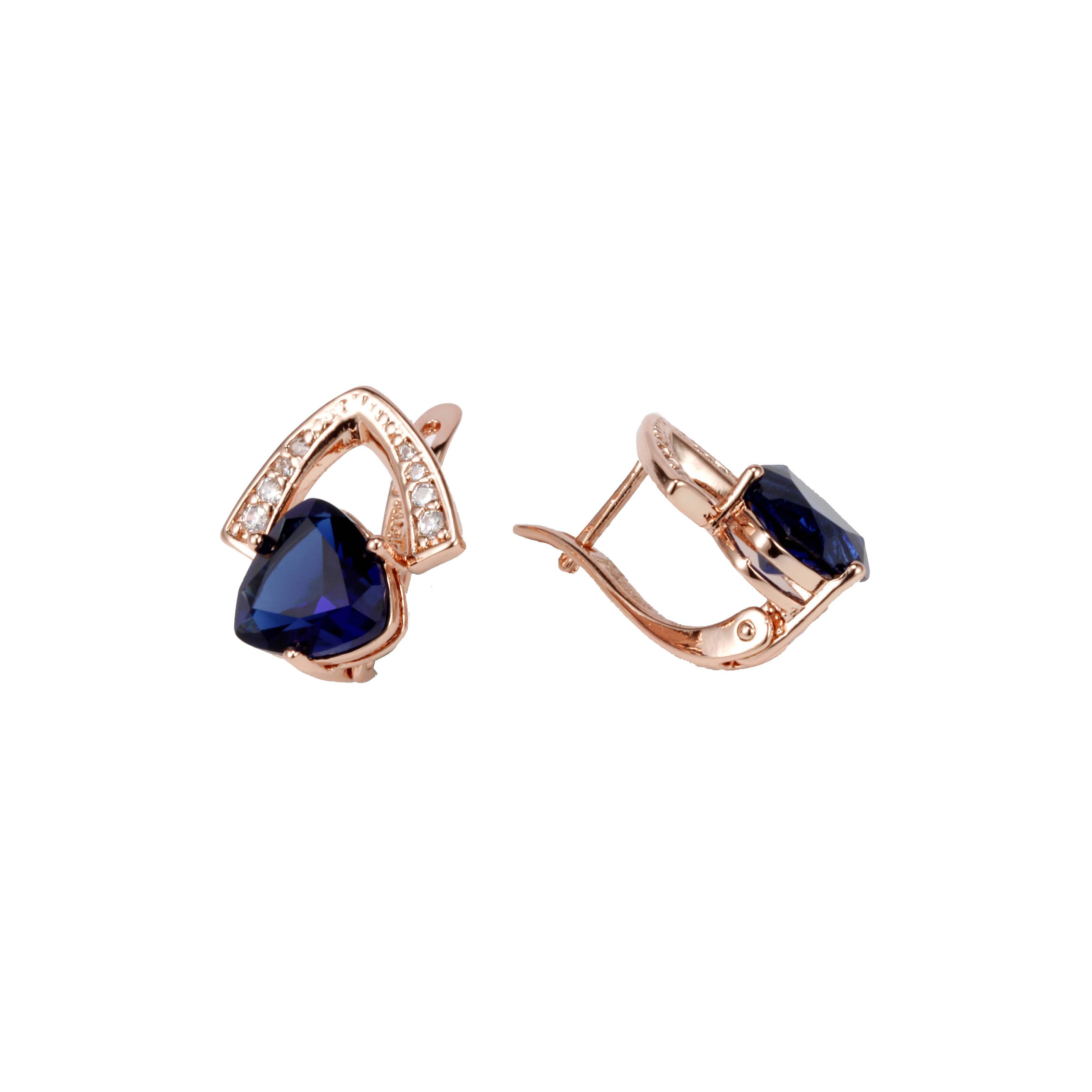 Solitaire big stone earrings in Rose Gold, two tone plating colors