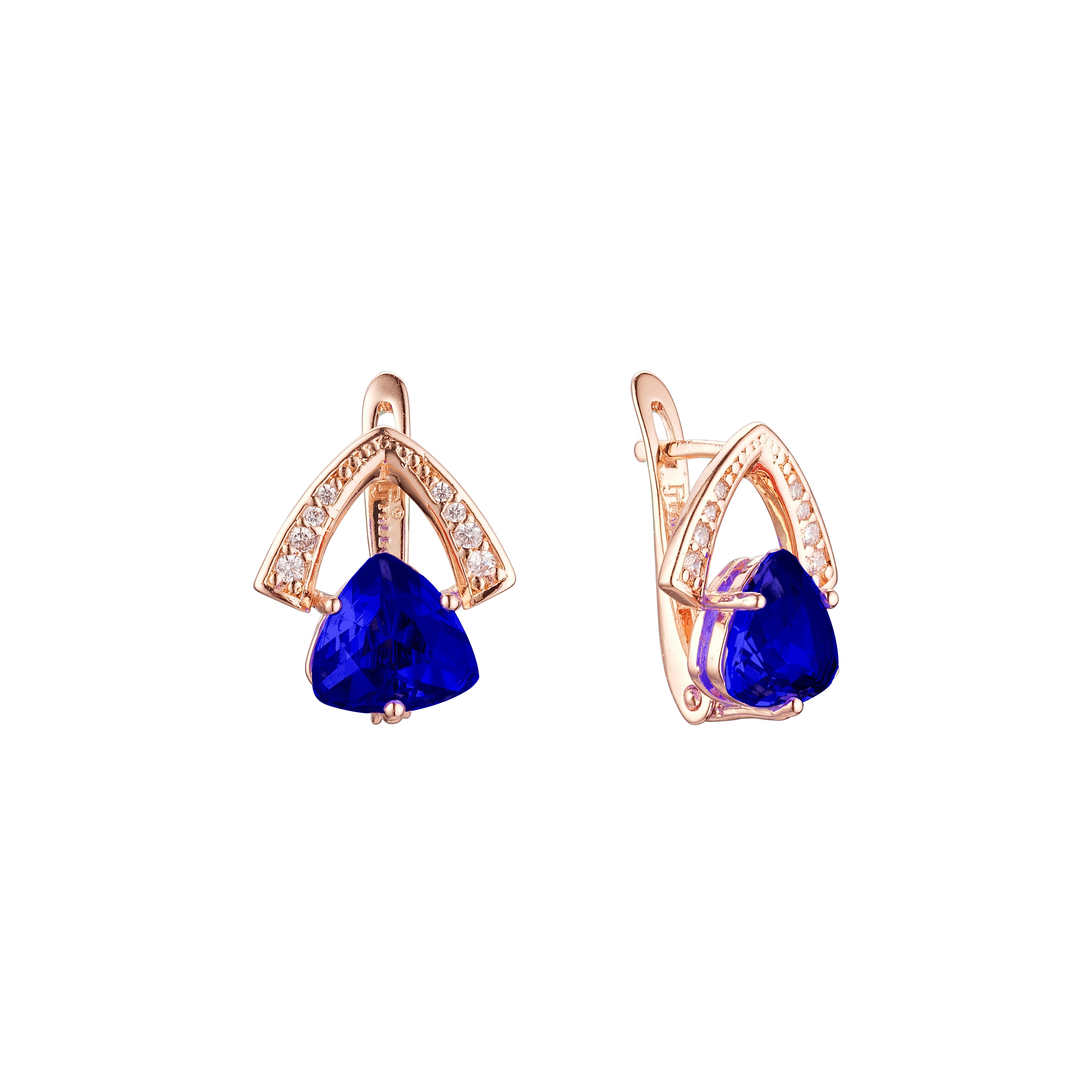 Solitaire big stone earrings in Rose Gold, two tone plating colors