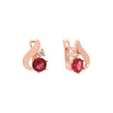 Twisted band solitaire sided with colorful CZs Rose Gold earrings