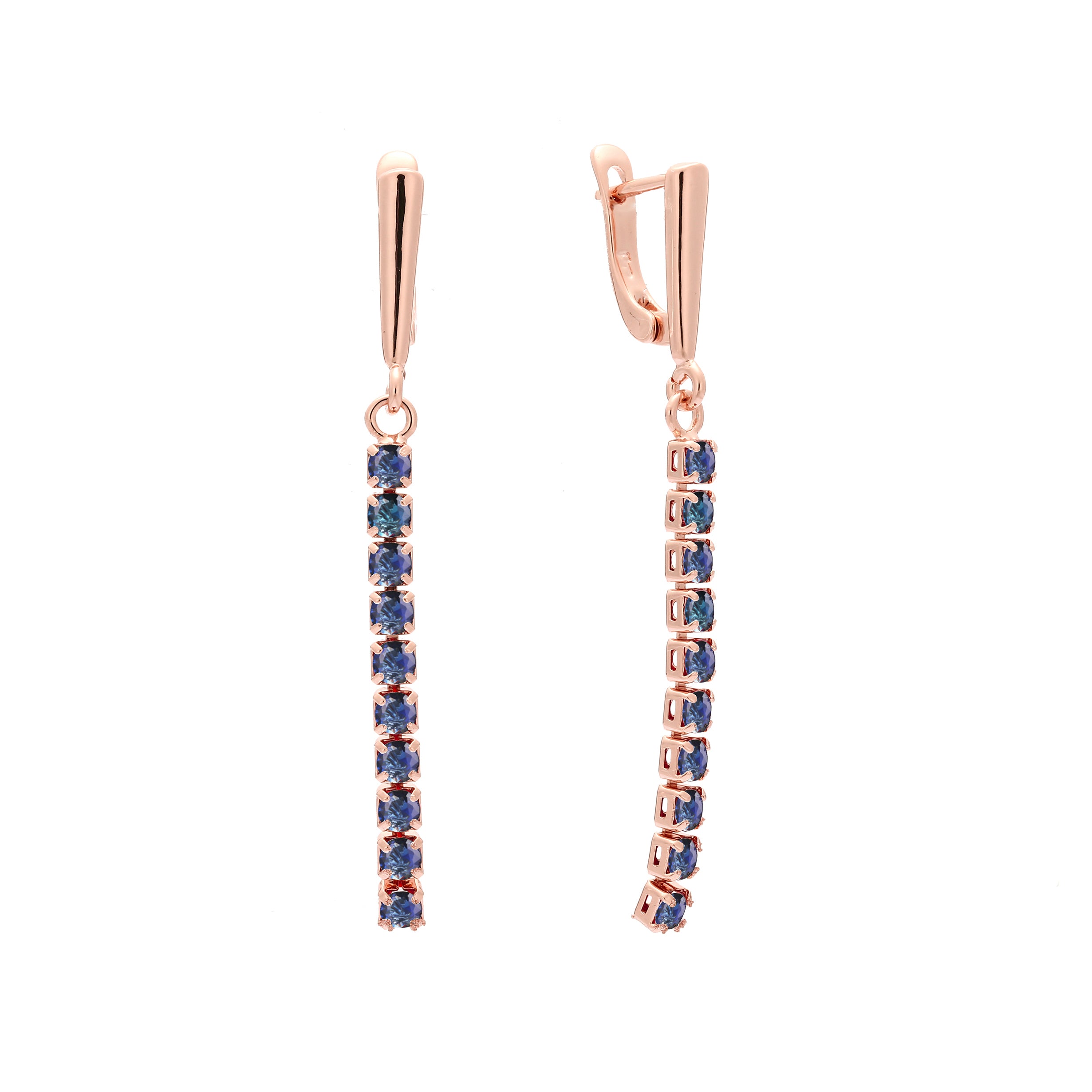 Long Cluster CZs long drop 14K Gold, Rose Gold earrings