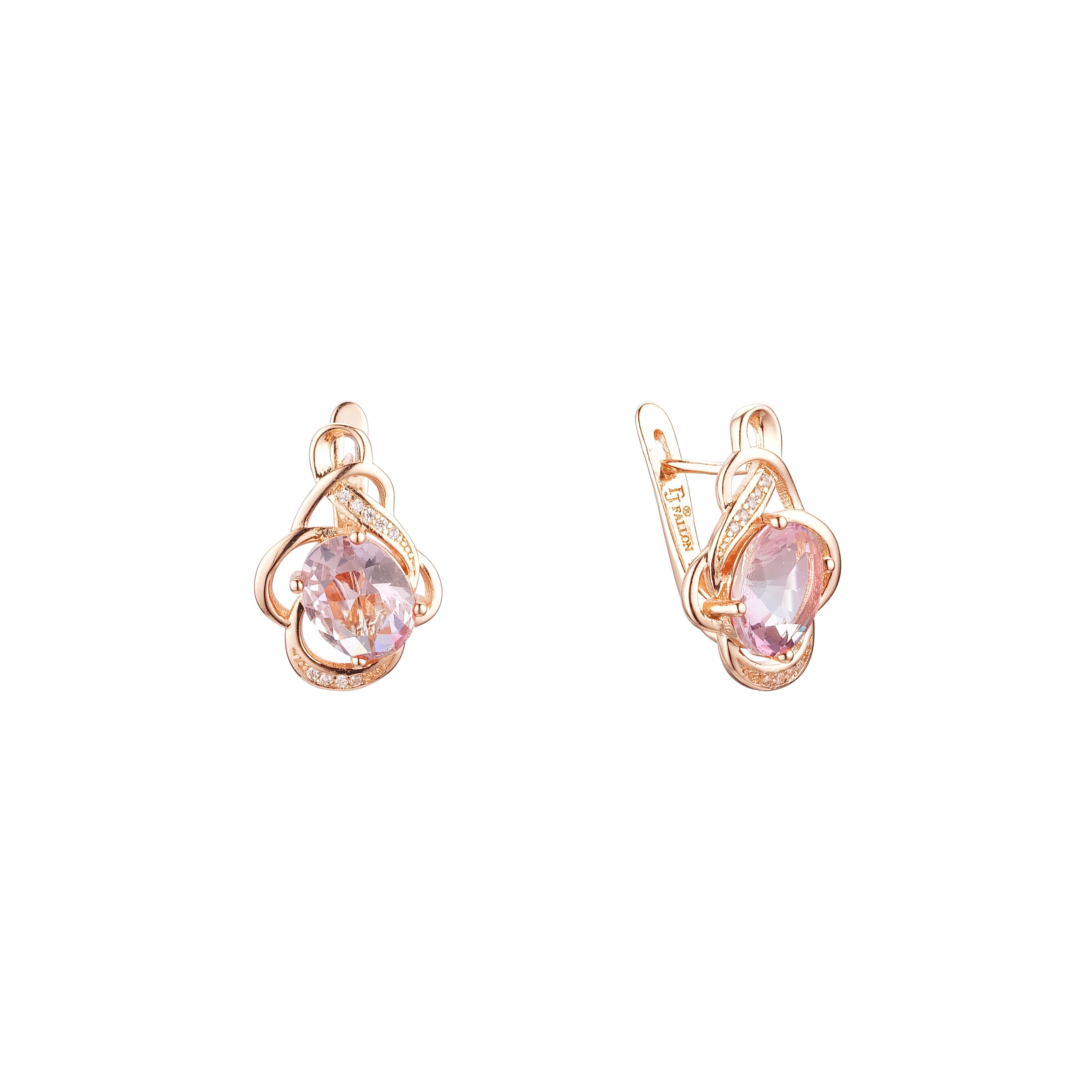 Solitaire big triangular CZ Rose Gold, two tone earrings