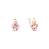 Solitaire big triangular CZ Rose Gold, two tone earrings