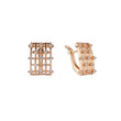 Mesh paved white CZs Rose Gold earrings