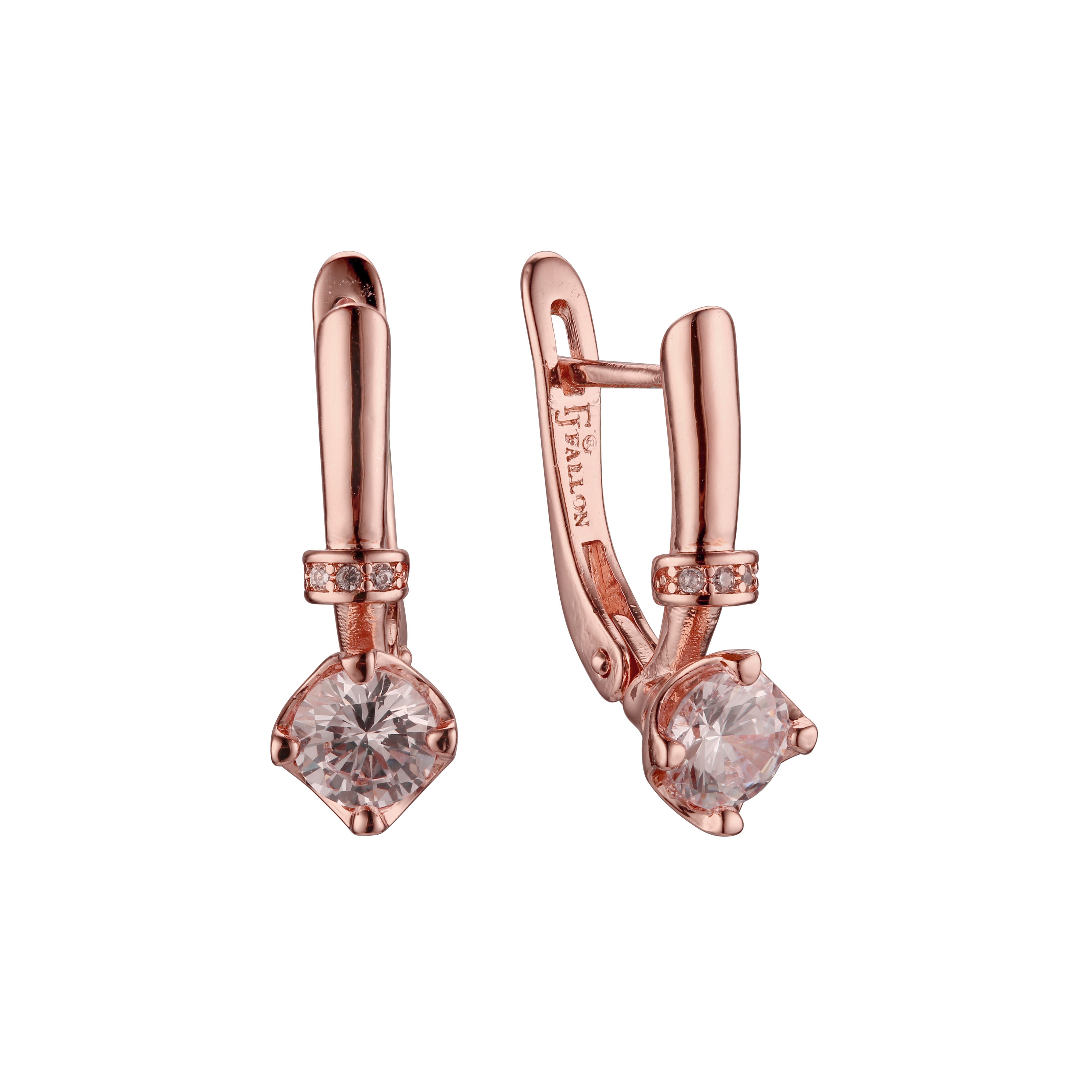 Solitaire earrings in 14K Gold, Rose Gold plating colors