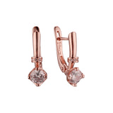 Pendientes Solitario en Oro de 14K, baño de Oro Rosa colores