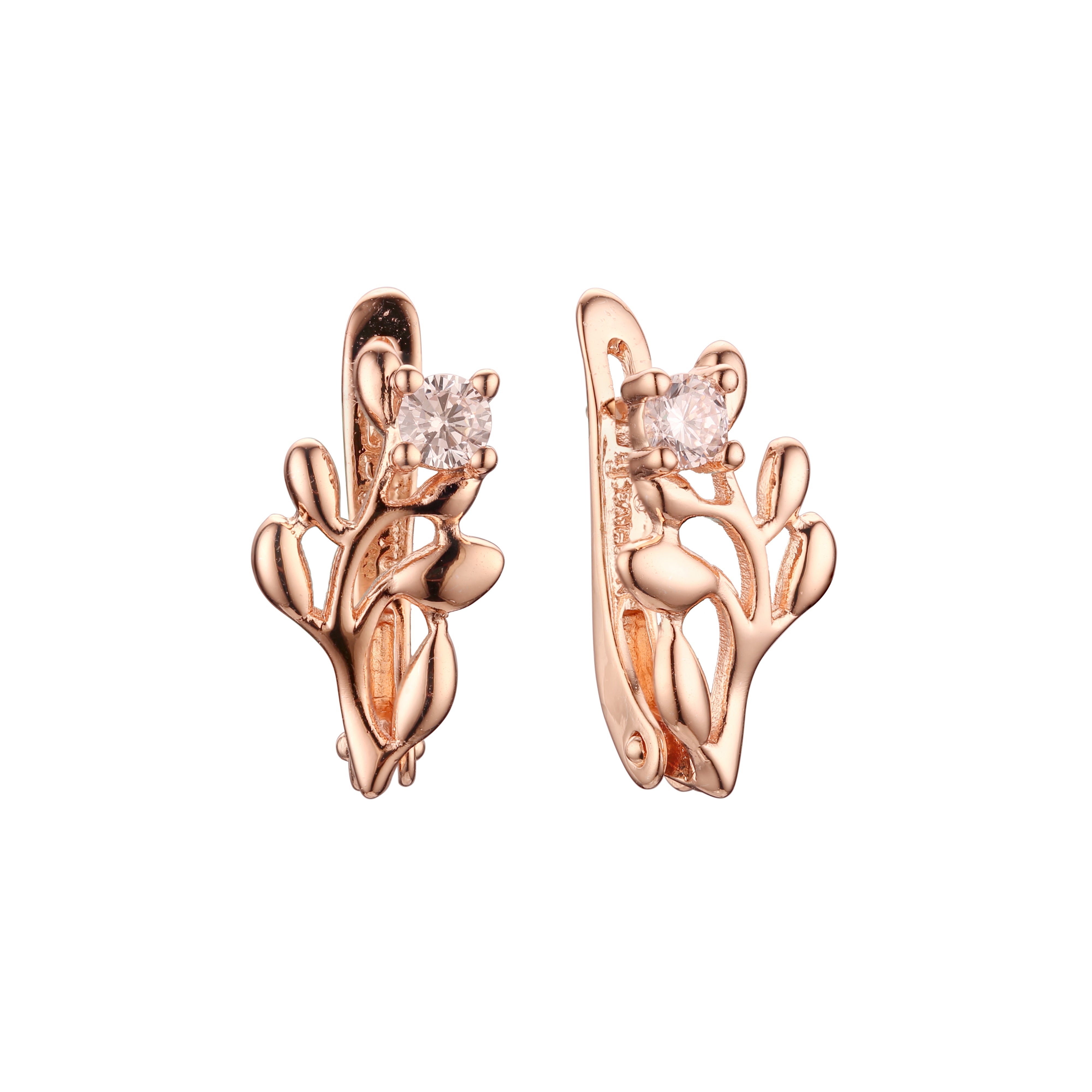 Rose Gold life earrings with leave