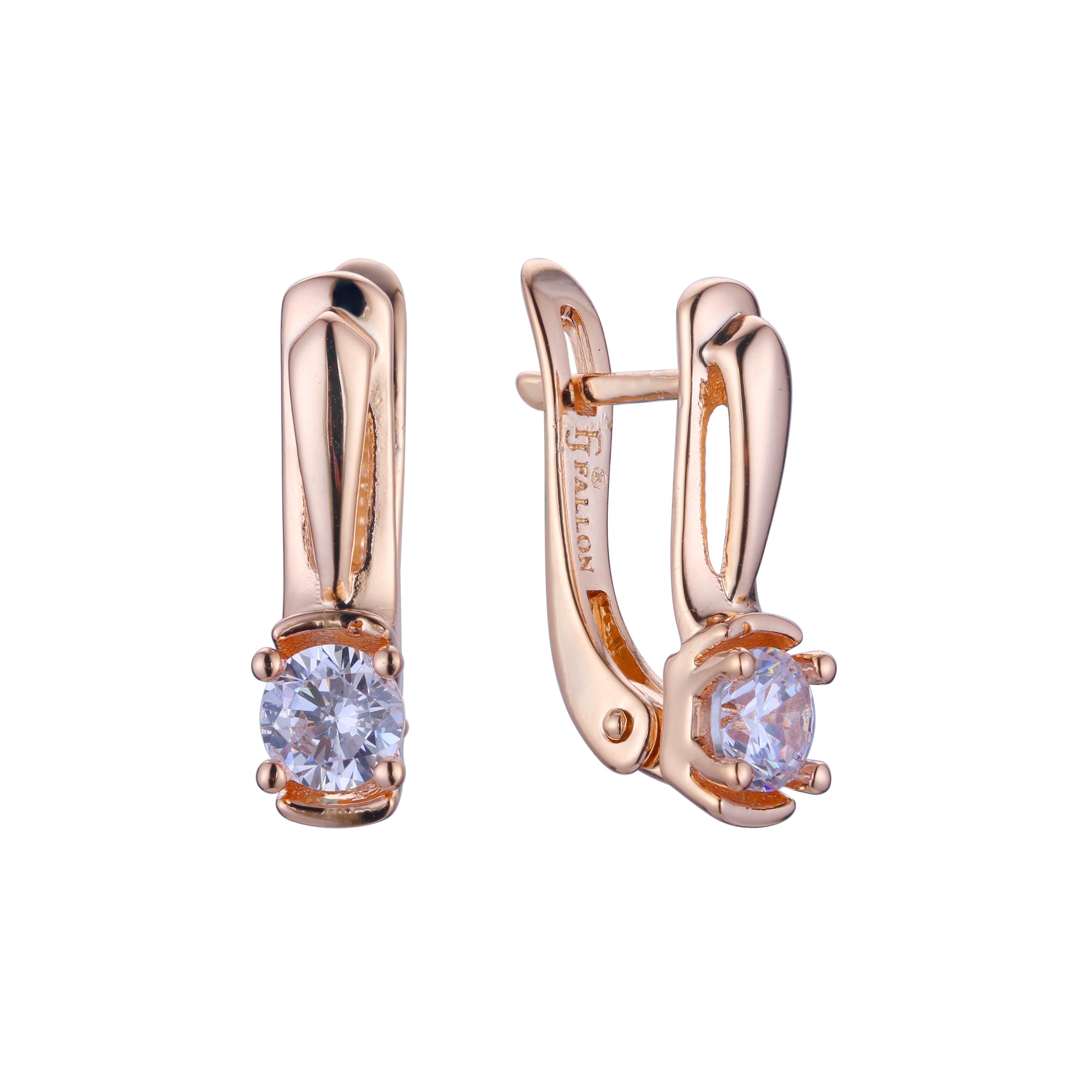 Solitaire earrings in 14K Gold, 18K Gold two tone plating colors