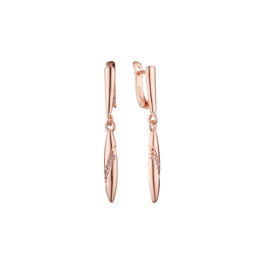 Aretes en Oro 14K, Oro Rosa, baño en dos tonos