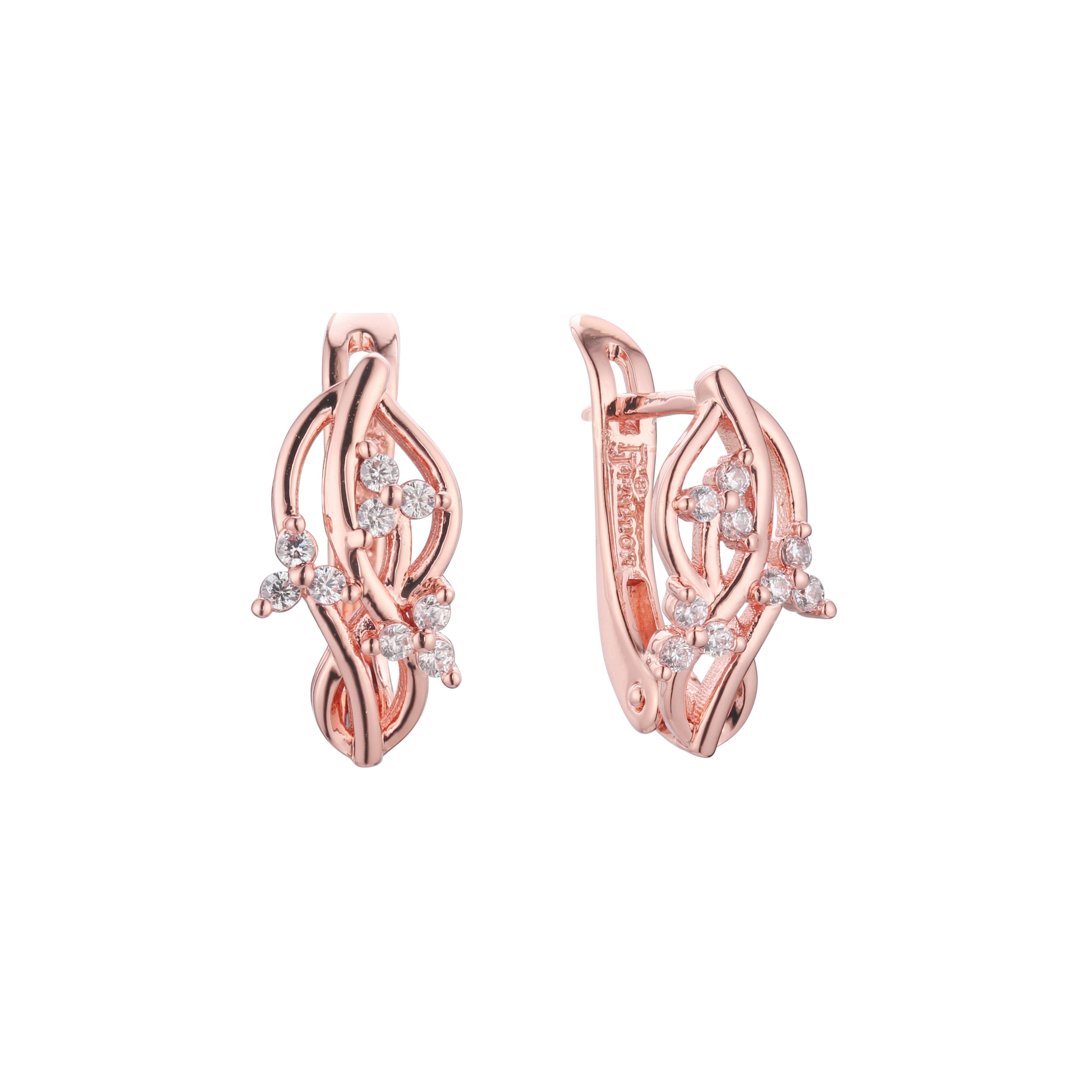 Life cluster leaves earrings in 14K Gold, Rose Gold plating colors