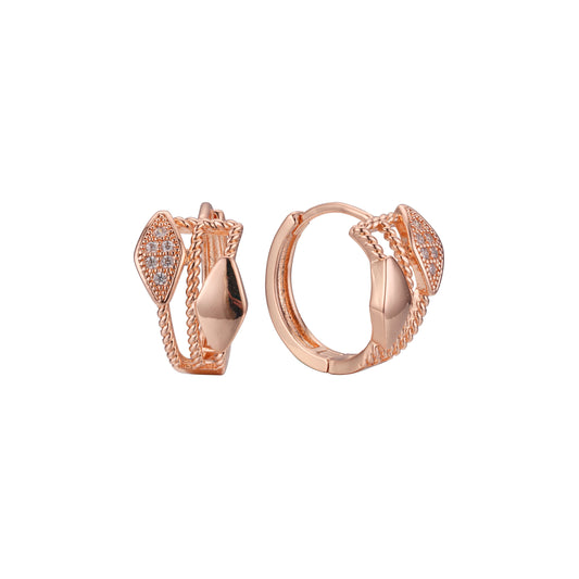 Aretes Huggie en Oro de 14K, baño de Oro Rosa colores