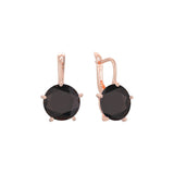 Solitaire big round CZ 14K Gold, Rose Gold earrings