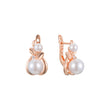 Leaves pearl leaves earrings in 14K Gold, Rose Gold plating colors