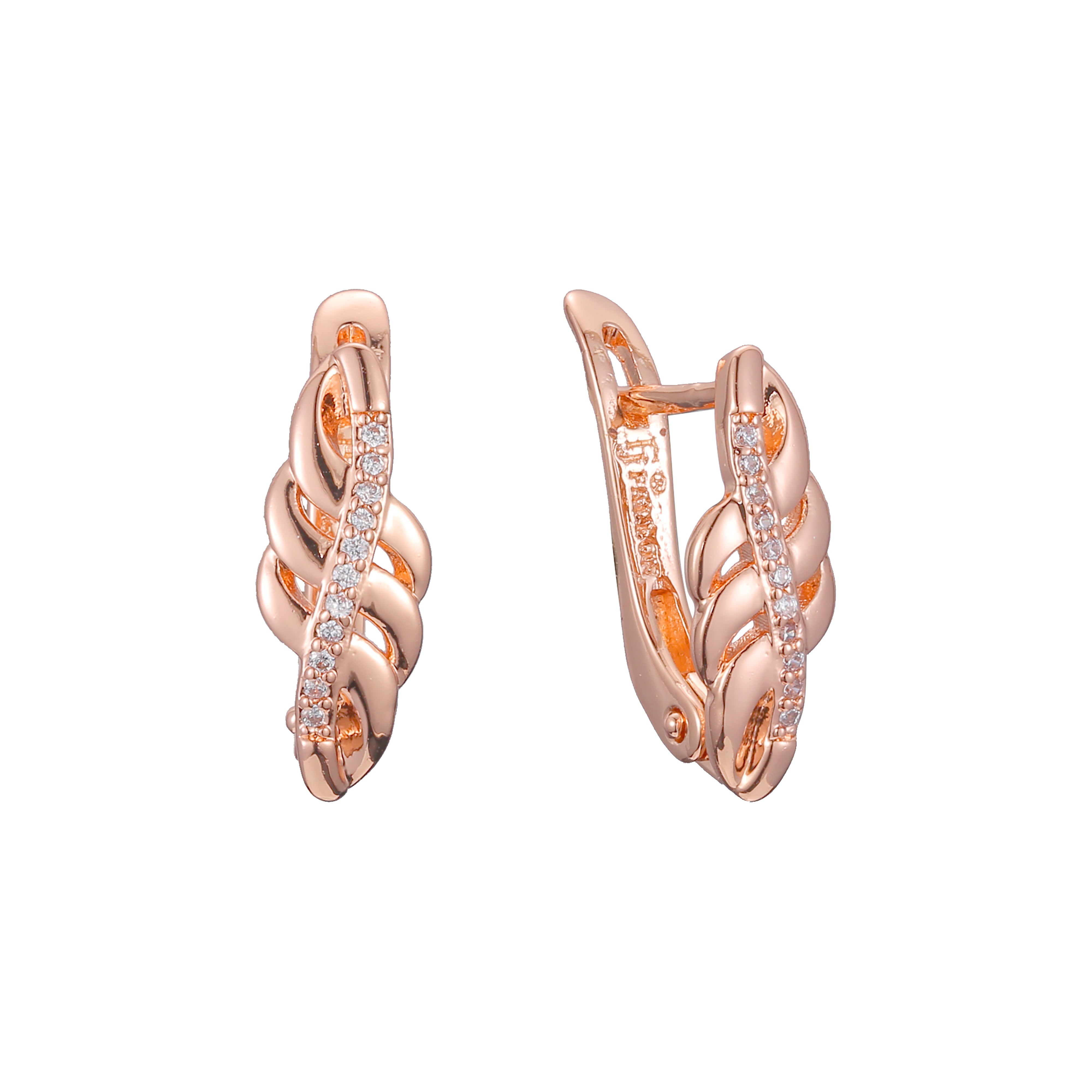 Brincos Leaves em ouro 14K, ouro rosa, duas cores de revestimento