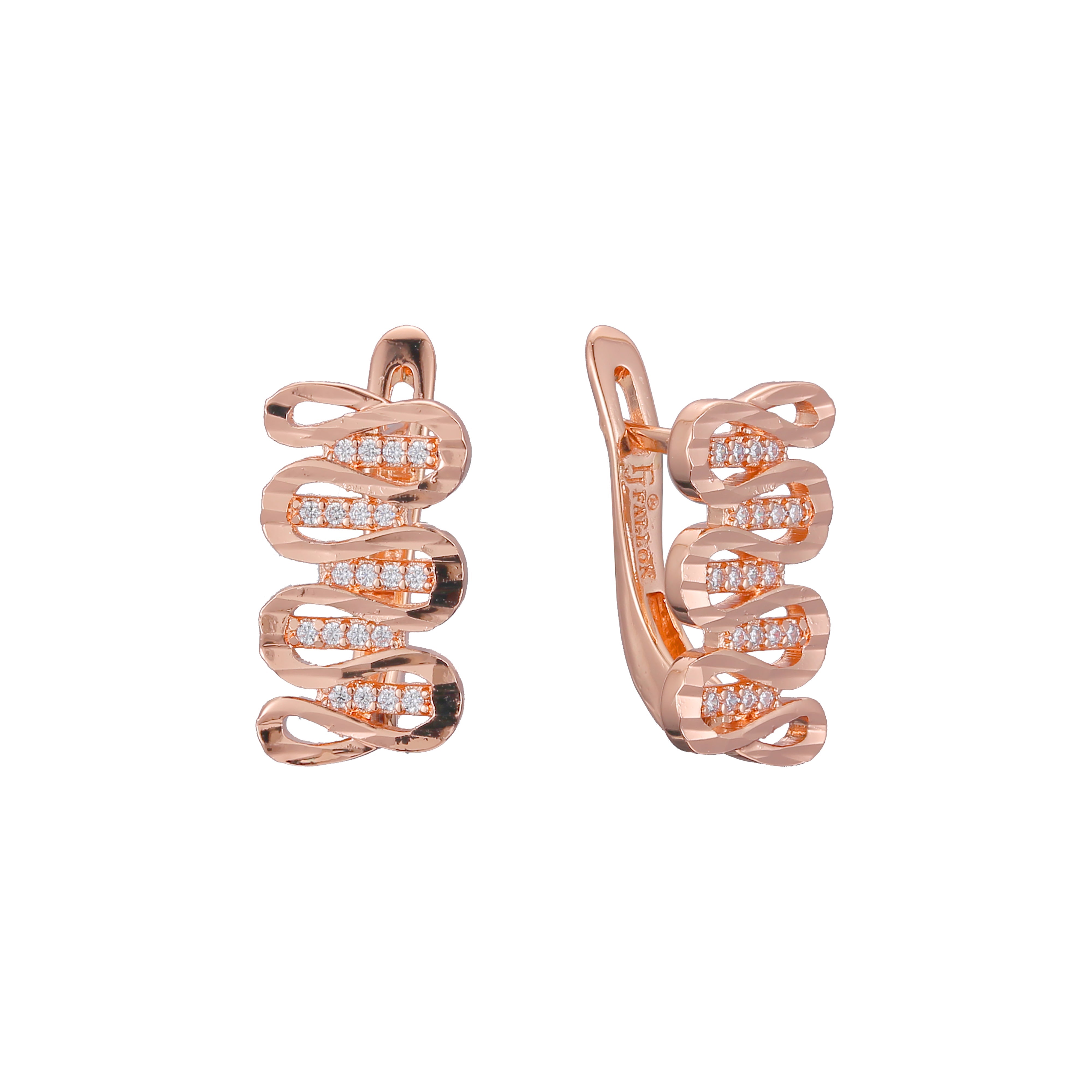 Aretes de serpentina en Oro de 14K, Oro Rosa, baño de dos tonos