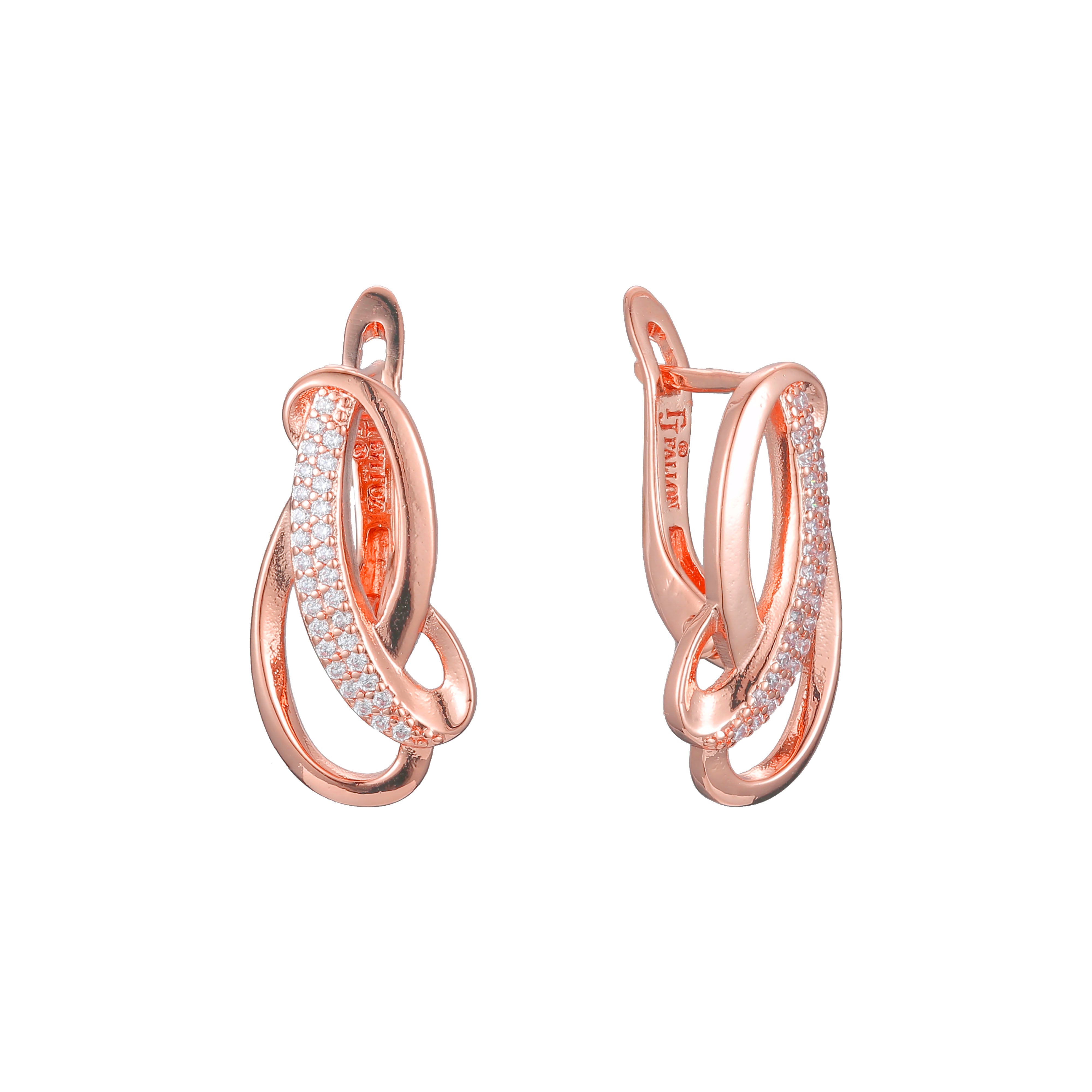 Aretes en Oro 14K, Oro Rosa, baño en dos tonos