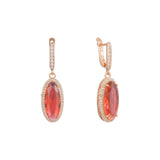 Solitaire big red stone drop earrings in 14K Gold, Rose Gold plating colors