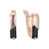 Solitaire squared colorful CZ 14K Gold, Rose Gold earrings