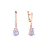 Solitaire teardrop stone earrings in 14K Gold, Rose Gold, two tone plating colors