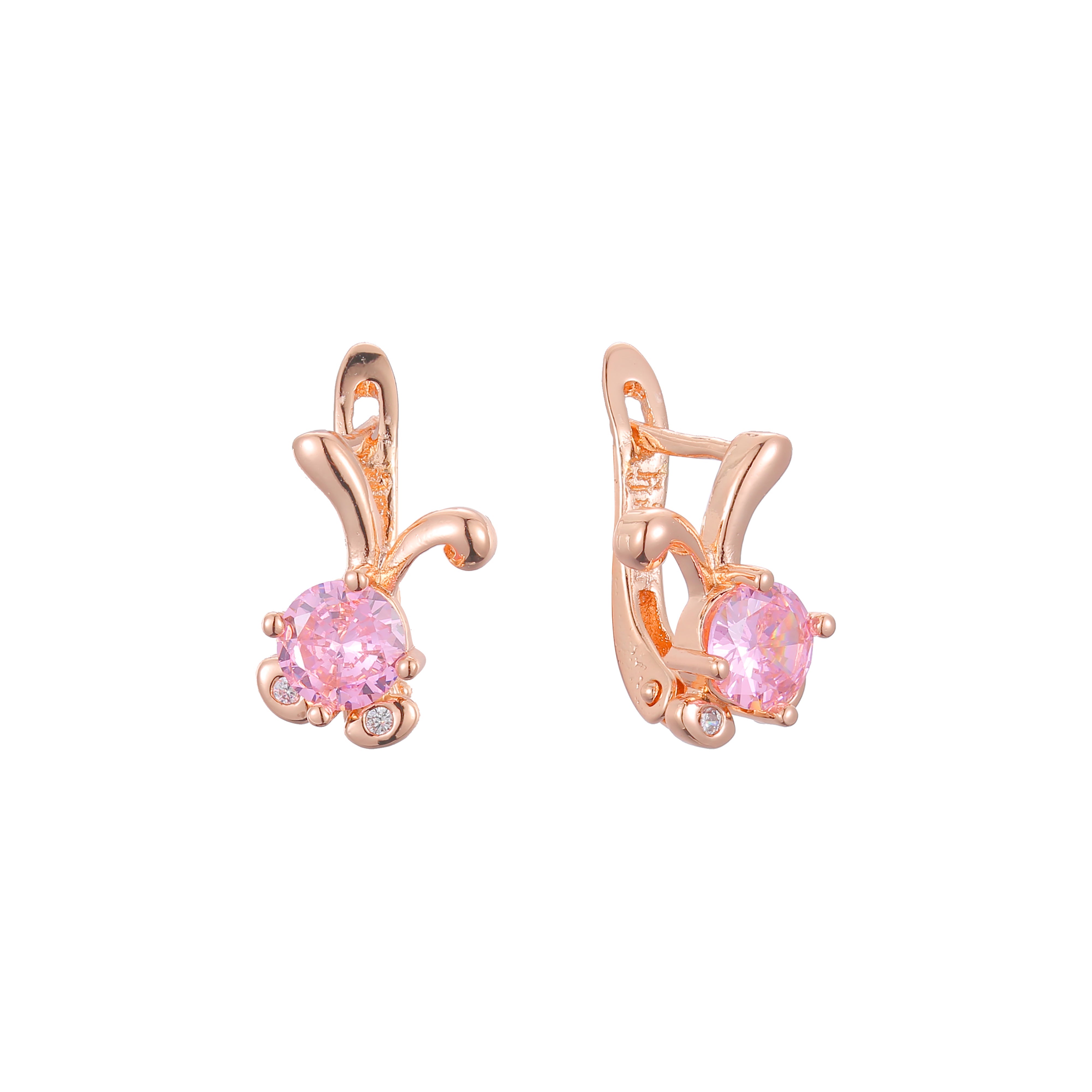 Brincos solitários Butterfly em ouro 14K, cores banhadas a ouro rosa