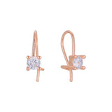 Rose Gold solitaire wire hook child earrings