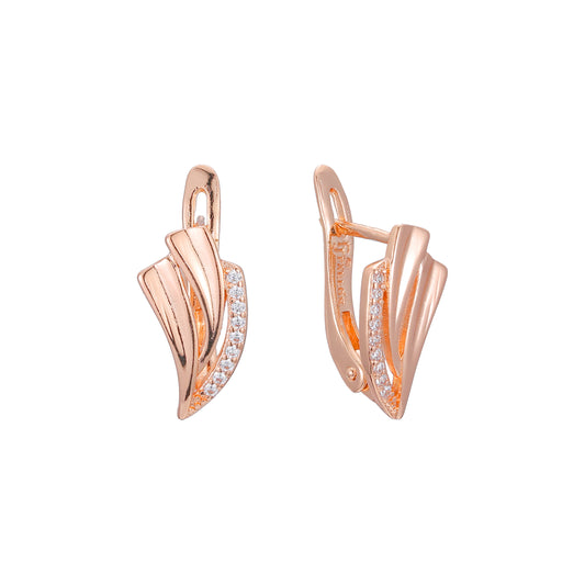 Aretes en Oro 14K, Oro Rosa, baño en dos tonos