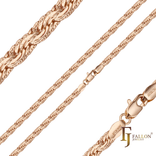 {Personalizar} Elegantes cadenas martilladas con eslabones en C chapadas en oro de 14 quilates y oro rosa