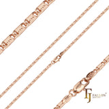 Solid rounded snail link center ripple hammered chains plated in Rose Gold, 14K Gold two tone