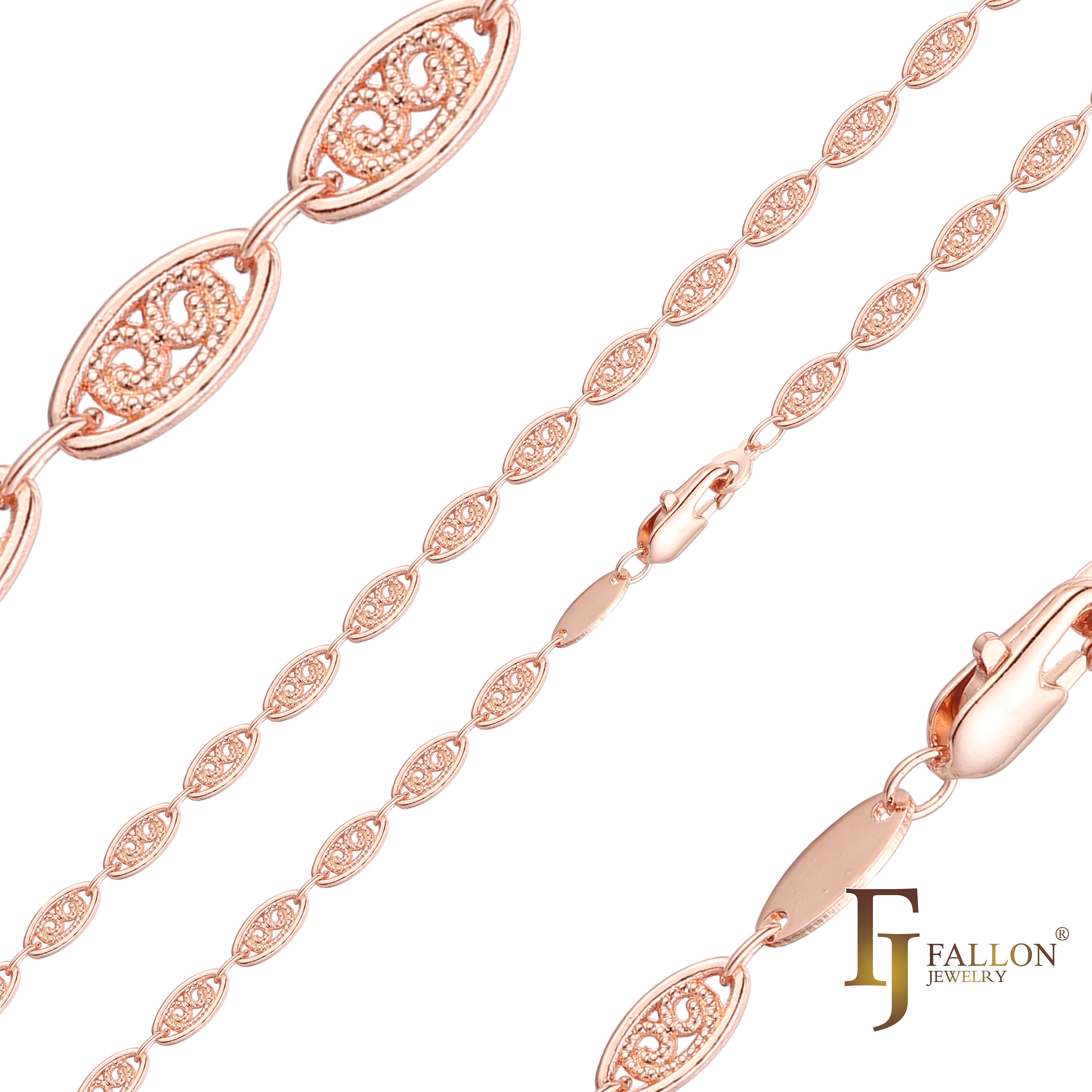 Cloud Fancy 14K Gold, Rose Gold, two tone oval link chains